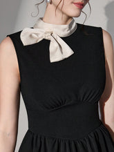 Poshira New Solid Color Patchwork Sleeveless Simple Casual Elegant Party Cocktail Dress